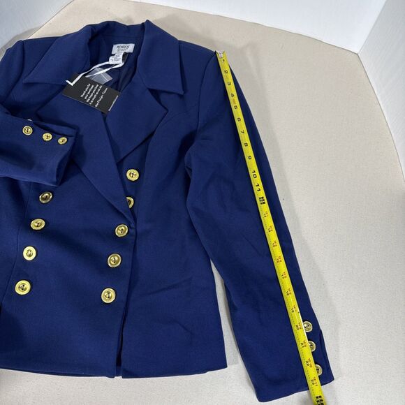 Monroe & Main Royal Blue Blazer Gold Buttons Women’s Size 10 NWT Career Jacket - Picture 12 of 14
